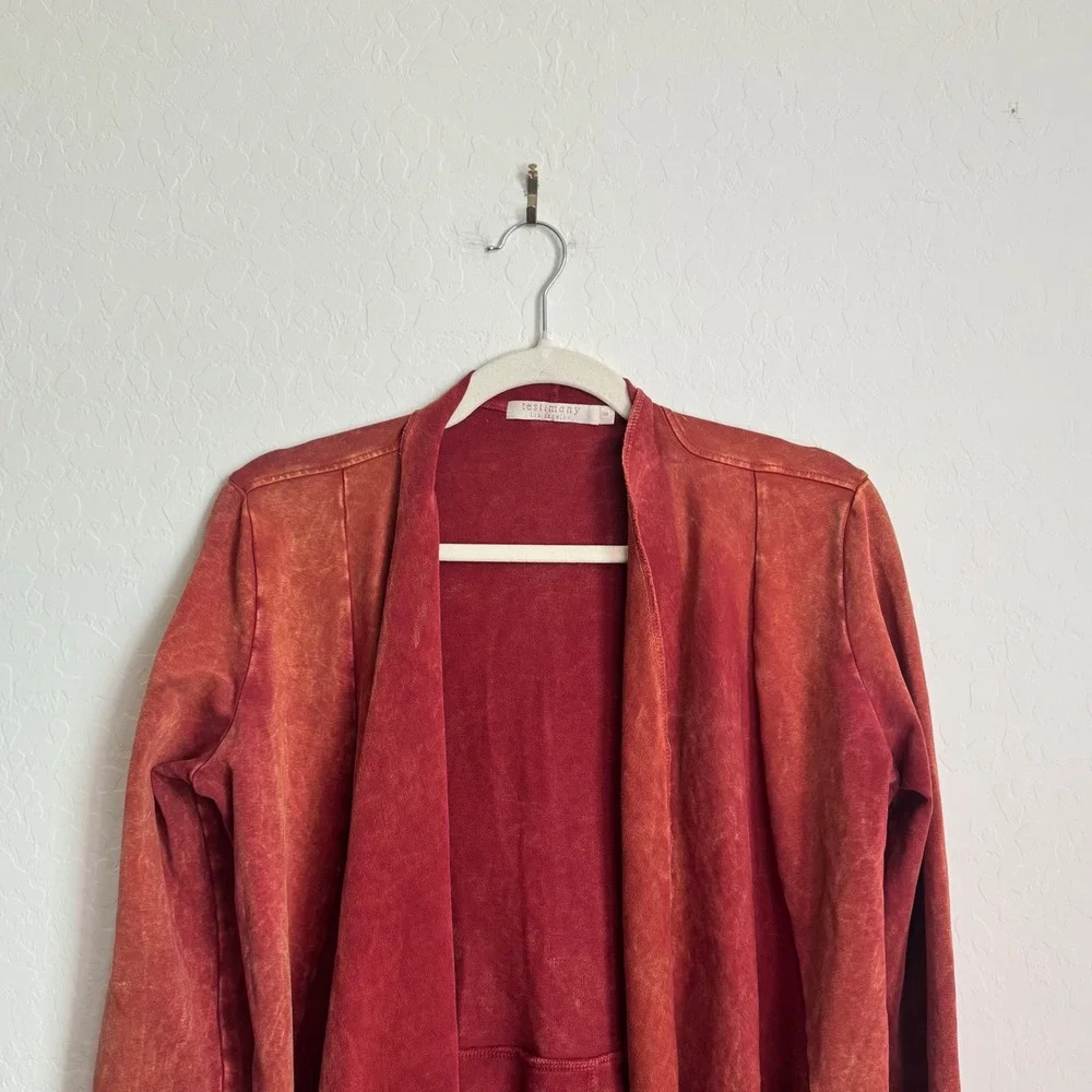 Testimony Los Angeles Rust Mineral Wash French‎ Terry Waterfall Cardigan Small